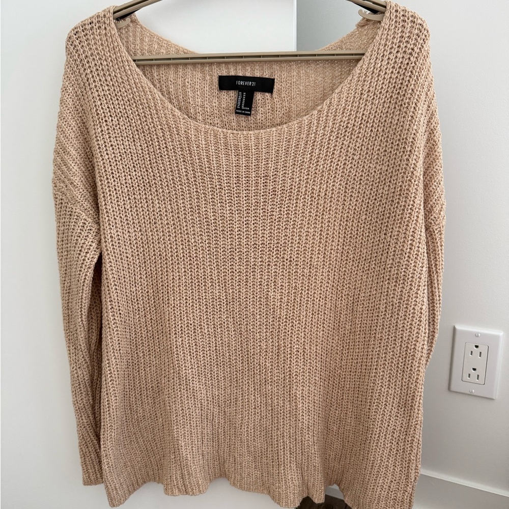 Forever 21 Beige Scoop Neck Knit Sweater Top